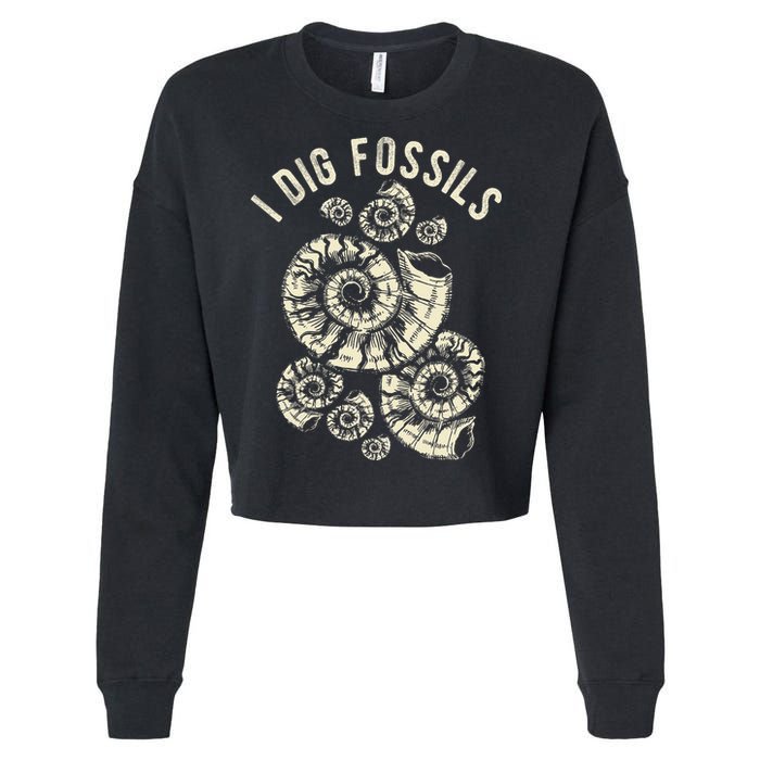 I Dig Fossils Ammonite Fossil Cropped Pullover Crew