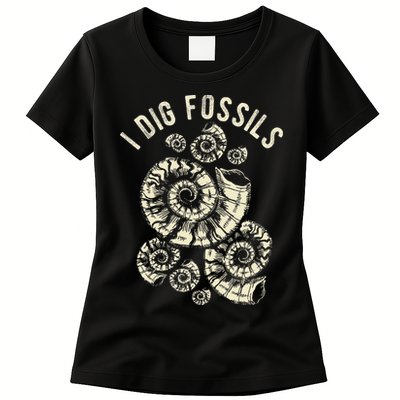 I Dig Fossils Ammonite Fossil Womens T-Shirt