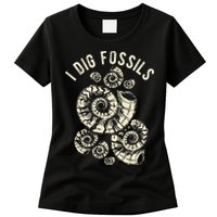 I Dig Fossils Ammonite Fossil Womens T-Shirt