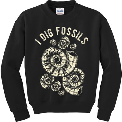 I Dig Fossils Ammonite Fossil Kids Sweatshirt