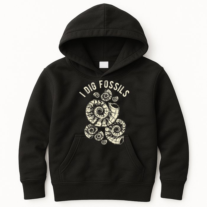 I Dig Fossils Ammonite Fossil Kids Hoodie