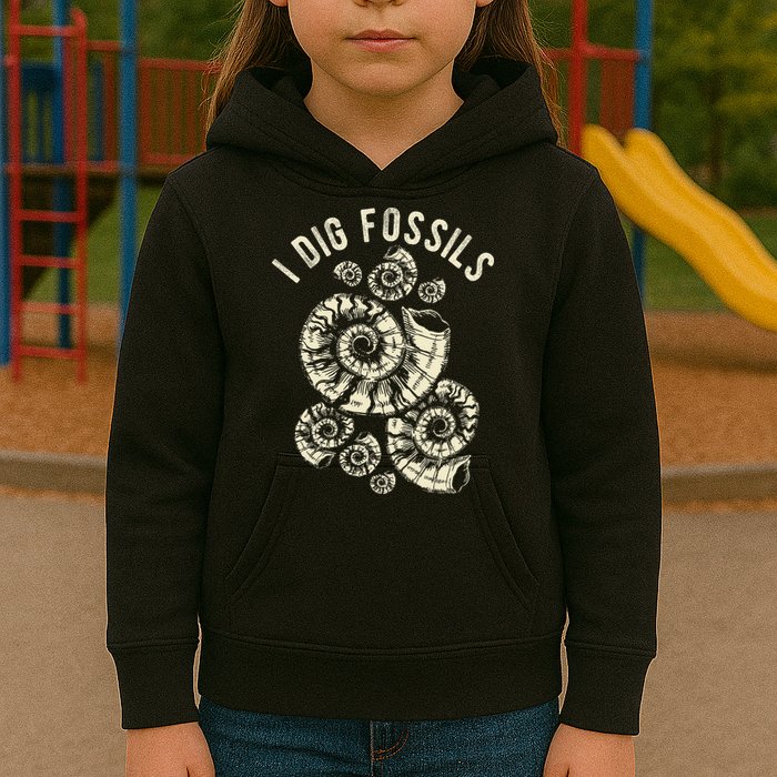 I Dig Fossils Ammonite Fossil Kids Hoodie