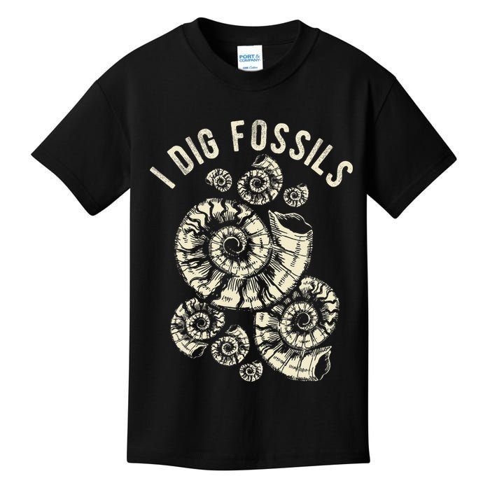 I Dig Fossils Ammonite Fossil Kids T-Shirt