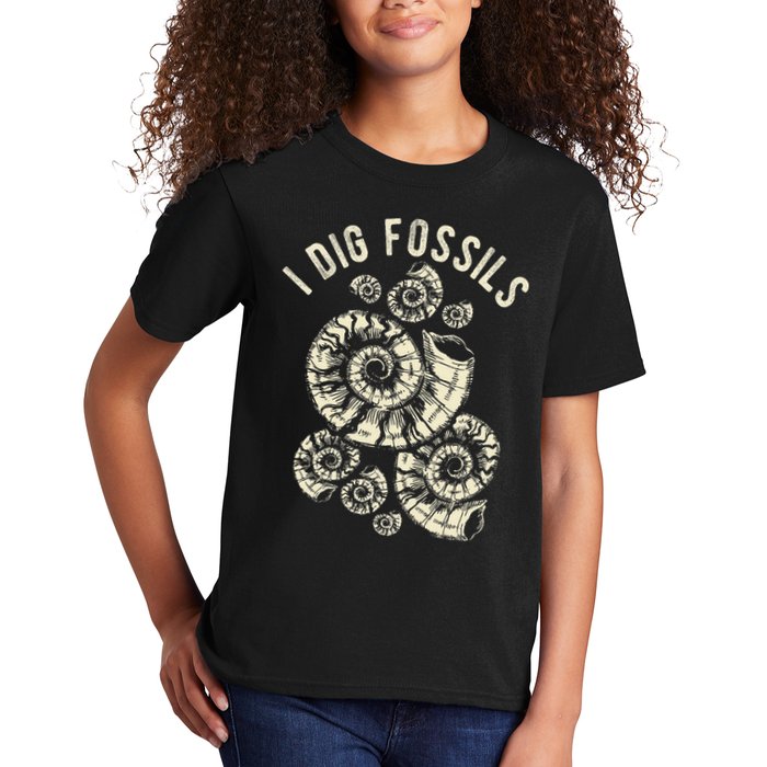 I Dig Fossils Ammonite Fossil Kids T-Shirt