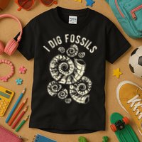 I Dig Fossils Ammonite Fossil Kids T-Shirt