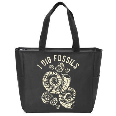 I Dig Fossils Ammonite Fossil Zip Tote Bag