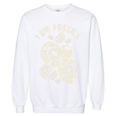 I Dig Fossils Ammonite Fossil Garment-Dyed Sweatshirt