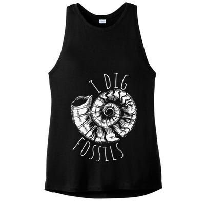 I Dig Fossils Ammonite Fossil Paleontology Ladies PosiCharge Tri-Blend Wicking Tank