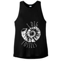 I Dig Fossils Ammonite Fossil Paleontology Ladies PosiCharge Tri-Blend Wicking Tank