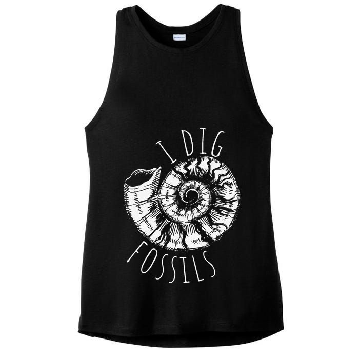 I Dig Fossils Ammonite Fossil Paleontology Ladies PosiCharge Tri-Blend Wicking Tank