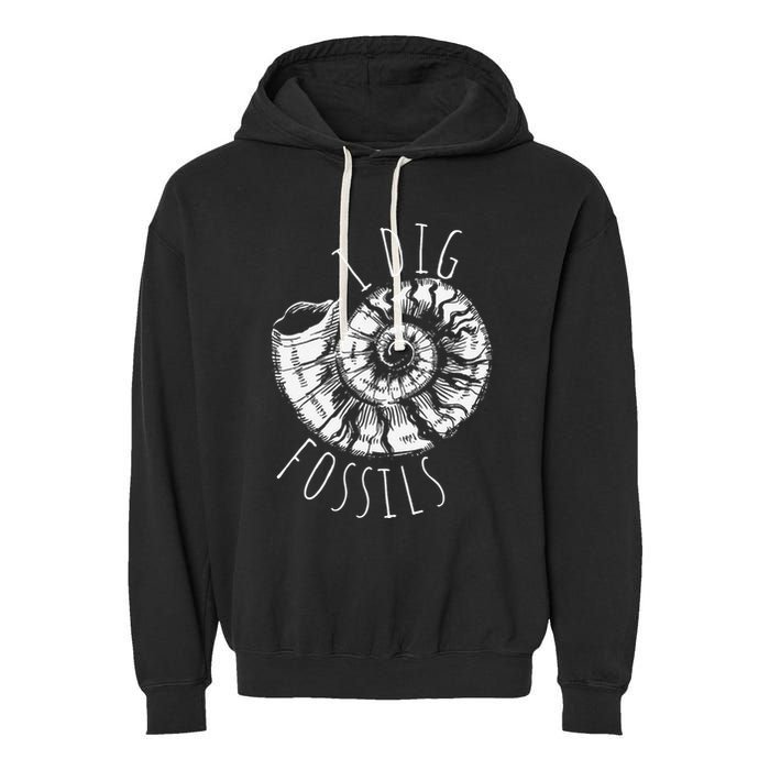 I Dig Fossils Ammonite Fossil Paleontology Garment-Dyed Fleece Hoodie