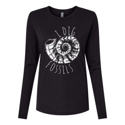 I Dig Fossils Ammonite Fossil Paleontology Womens Cotton Relaxed Long Sleeve T-Shirt