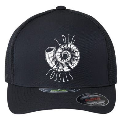 I Dig Fossils Ammonite Fossil Paleontology Flexfit Unipanel Trucker Cap