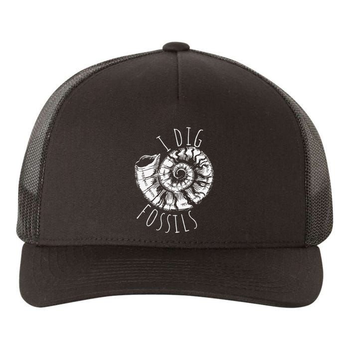 I Dig Fossils Ammonite Fossil Paleontology Yupoong Adult 5-Panel Trucker Hat