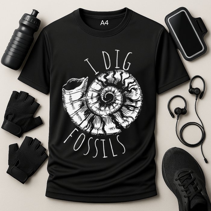 I Dig Fossils Ammonite Fossil Paleontology Performance Shirt