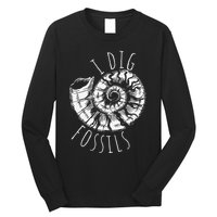 I Dig Fossils Ammonite Fossil Paleontology Long Sleeve Shirt