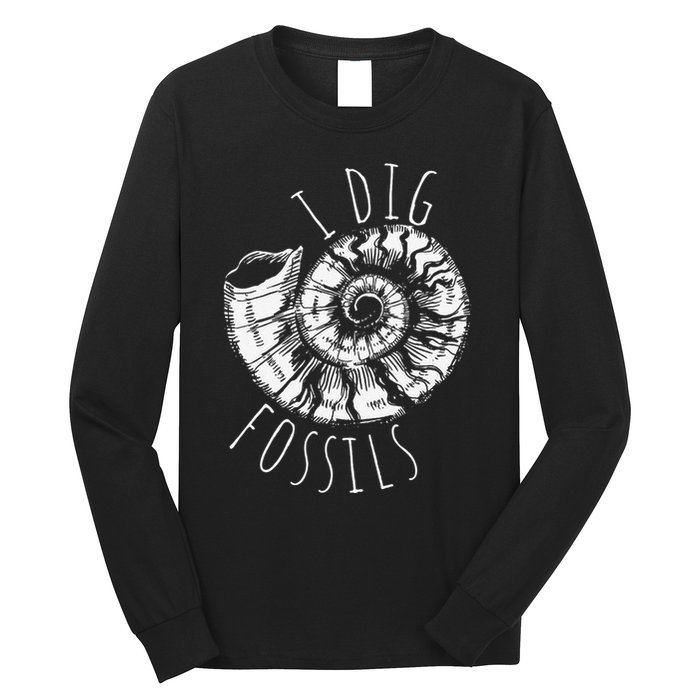 I Dig Fossils Ammonite Fossil Paleontology Long Sleeve Shirt