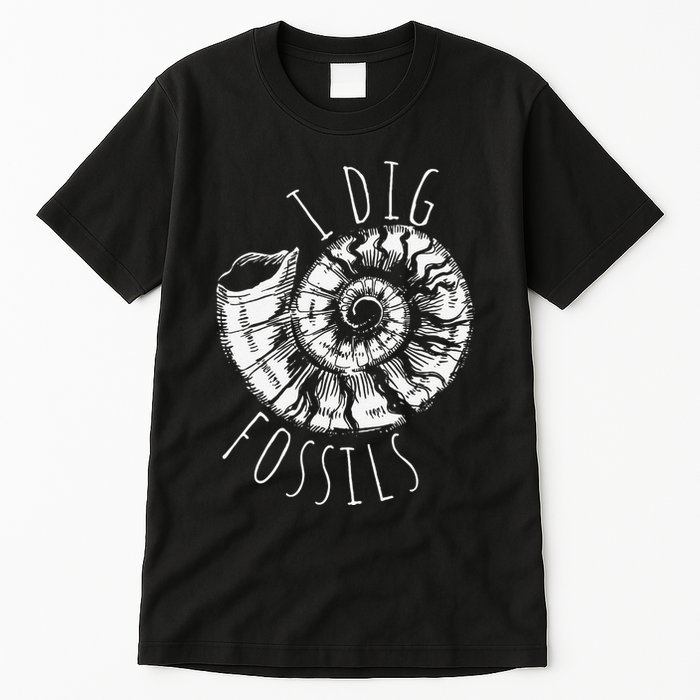 I Dig Fossils Ammonite Fossil Paleontology Tall T-Shirt