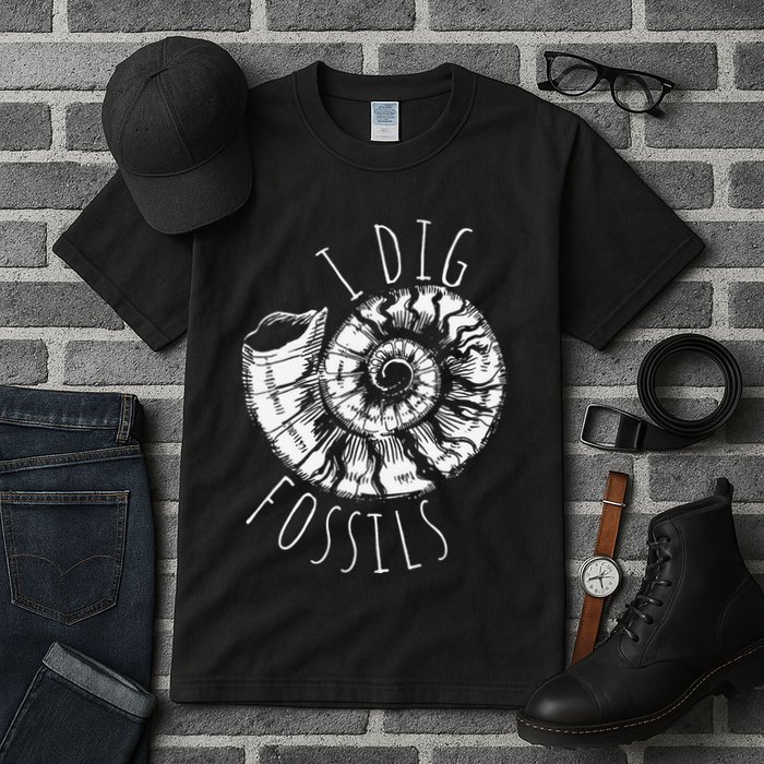 I Dig Fossils Ammonite Fossil Paleontology Tall T-Shirt