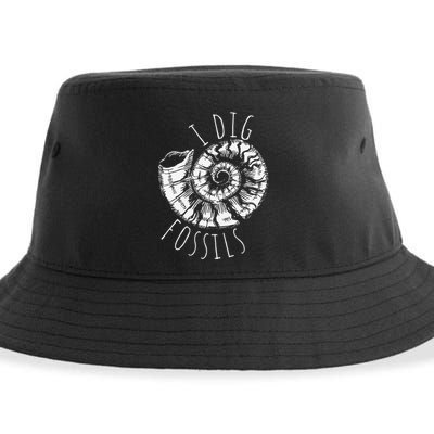 I Dig Fossils Ammonite Fossil Paleontology Sustainable Bucket Hat
