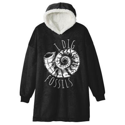 I Dig Fossils Ammonite Fossil Paleontology Hooded Wearable Blanket