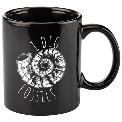 I Dig Fossils Ammonite Fossil Paleontology 11oz C Handle Ceramic Mug