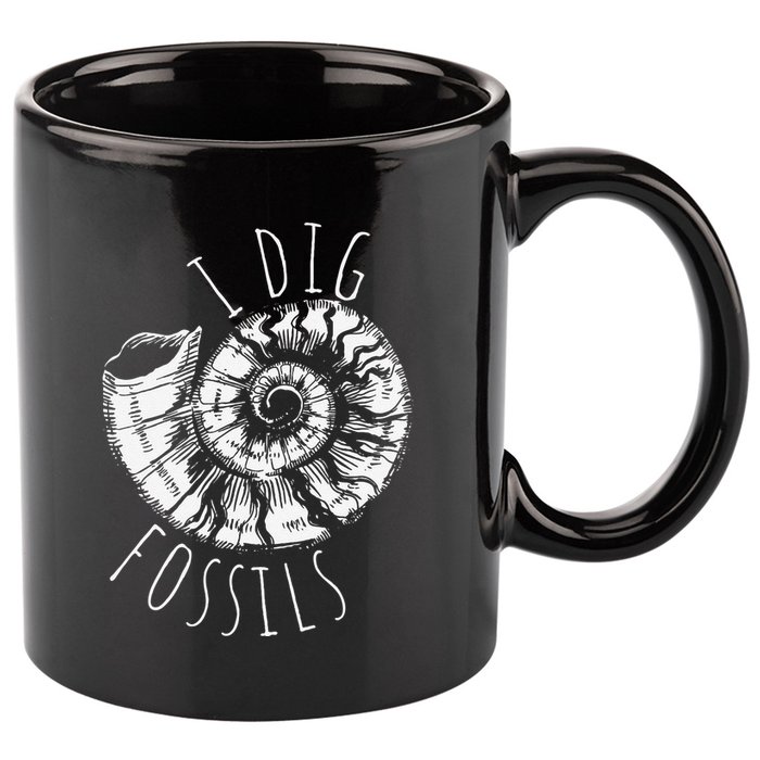 I Dig Fossils Ammonite Fossil Paleontology 11oz C Handle Ceramic Mug