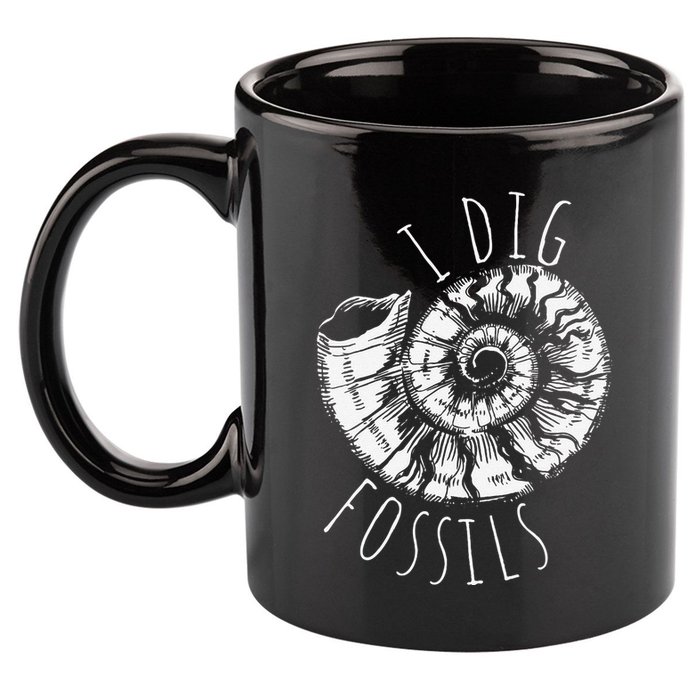 I Dig Fossils Ammonite Fossil Paleontology 11oz C Handle Ceramic Mug