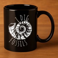 I Dig Fossils Ammonite Fossil Paleontology 11oz C Handle Ceramic Mug