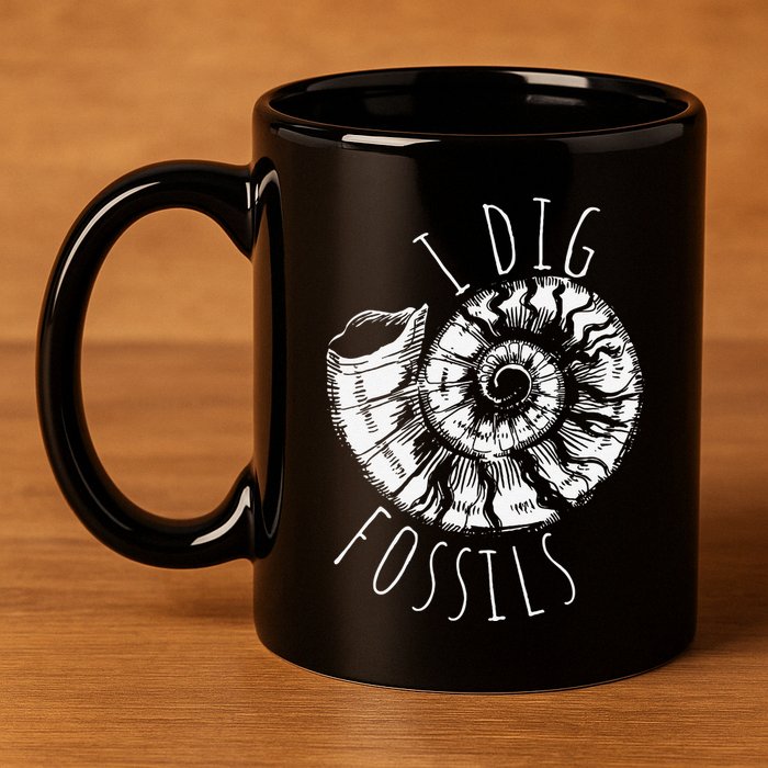 I Dig Fossils Ammonite Fossil Paleontology 11oz C Handle Ceramic Mug
