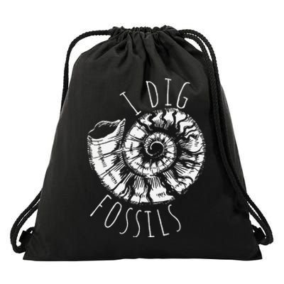 I Dig Fossils Ammonite Fossil Paleontology Drawstring Bag