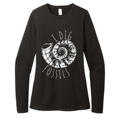 I Dig Fossils Ammonite Fossil Paleontology Womens CVC Long Sleeve Shirt