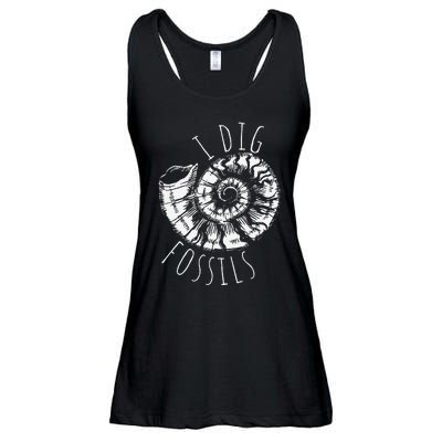 I Dig Fossils Ammonite Fossil Paleontology Ladies Essential Flowy Tank