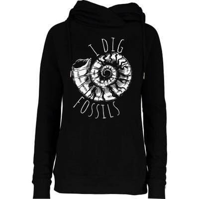 I Dig Fossils Ammonite Fossil Paleontology Womens Funnel Neck Pullover Hood