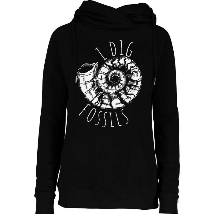 I Dig Fossils Ammonite Fossil Paleontology Womens Funnel Neck Pullover Hood