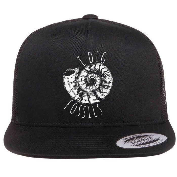 I Dig Fossils Ammonite Fossil Paleontology Flatbill Hat