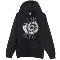 I Dig Fossils Ammonite Fossil Paleontology Premium Pullover Hoodie