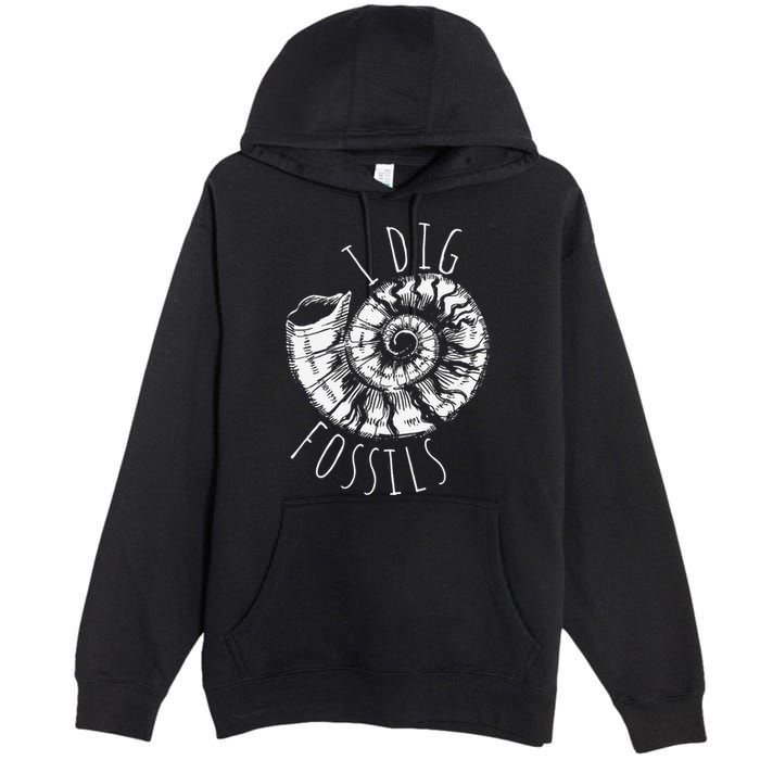 I Dig Fossils Ammonite Fossil Paleontology Premium Pullover Hoodie