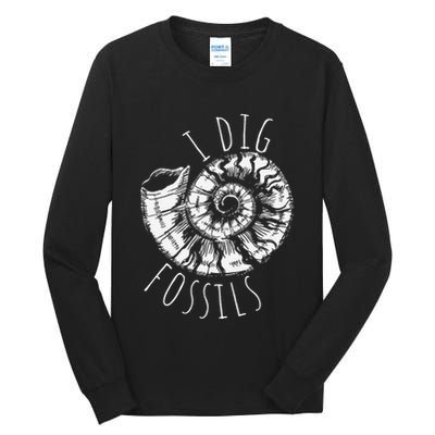 I Dig Fossils Ammonite Fossil Paleontology Tall Long Sleeve T-Shirt