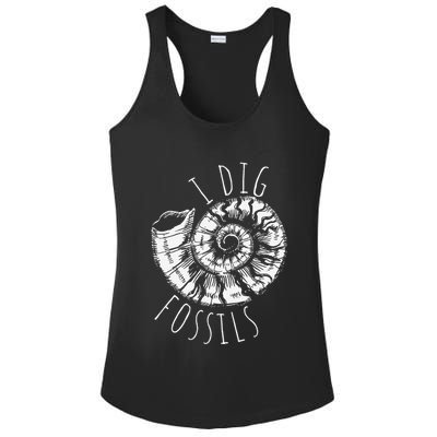I Dig Fossils Ammonite Fossil Paleontology Ladies PosiCharge Competitor Racerback Tank