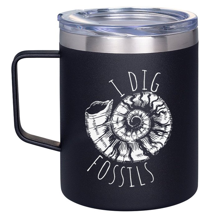 I Dig Fossils Ammonite Fossil Paleontology 12oz Stainless Steel Coffee Mug