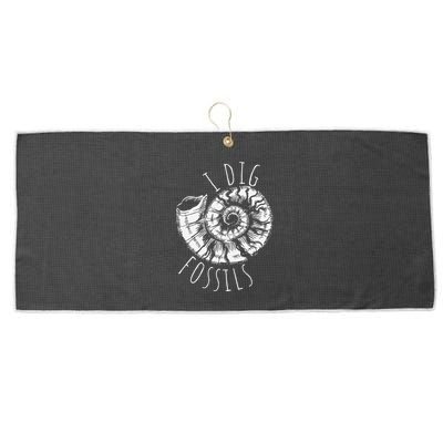 I Dig Fossils Ammonite Fossil Paleontology Large Microfiber Waffle Golf Towel