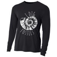 I Dig Fossils Ammonite Fossil Paleontology Cooling Performance Long Sleeve Crew