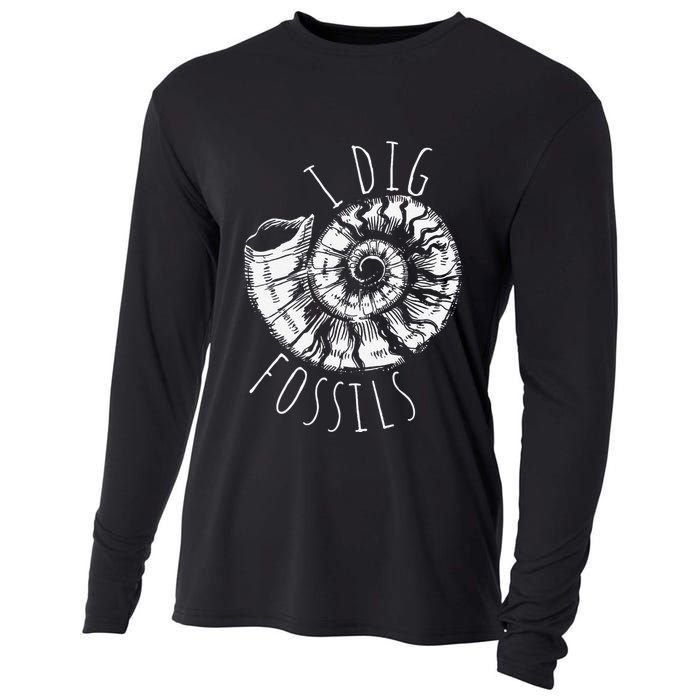 I Dig Fossils Ammonite Fossil Paleontology Cooling Performance Long Sleeve Crew