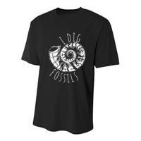 I Dig Fossils Ammonite Fossil Paleontology Youth Performance Sprint T-Shirt