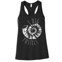 I Dig Fossils Ammonite Fossil Paleontology Women's Racerback Tank