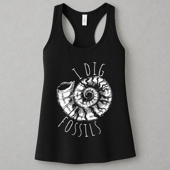 I Dig Fossils Ammonite Fossil Paleontology Womens Tank Top
