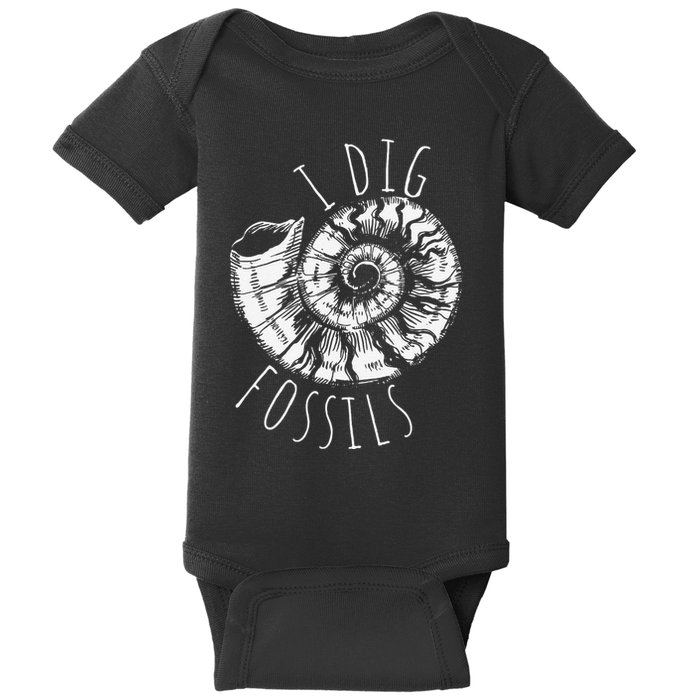 I Dig Fossils Ammonite Fossil Paleontology Baby Bodysuit
