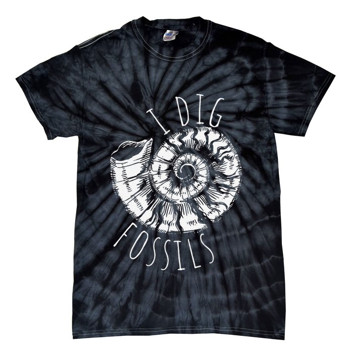 I Dig Fossils Ammonite Fossil Paleontology Tie-Dye T-Shirt