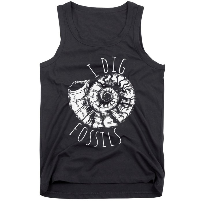 I Dig Fossils Ammonite Fossil Paleontology Tank Top